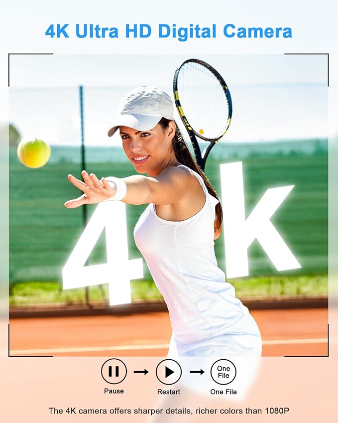 4K Digital Camera, 64MP Autofocus Point and Shoot Camera - Image 3