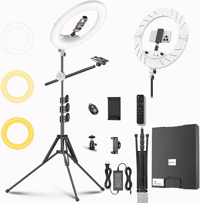 55W18 45cm Ring Light Kit 6700K Dimmable LEDRinglightTripod Stand Dual Phone by Grabyoursforinstantvibe