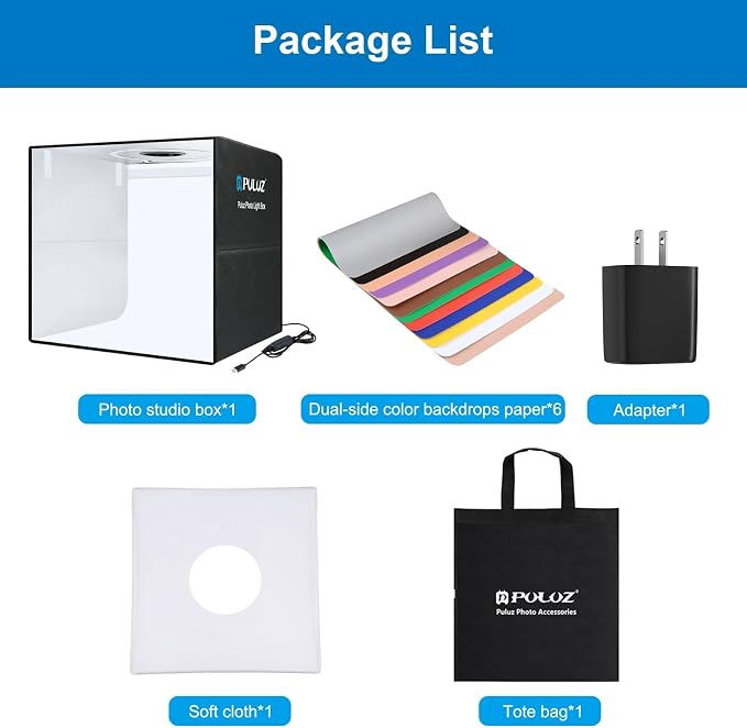 PULUZ Portable Photo Studio Light Box, 50cm x 50cm Photography Light Tent - Image 7