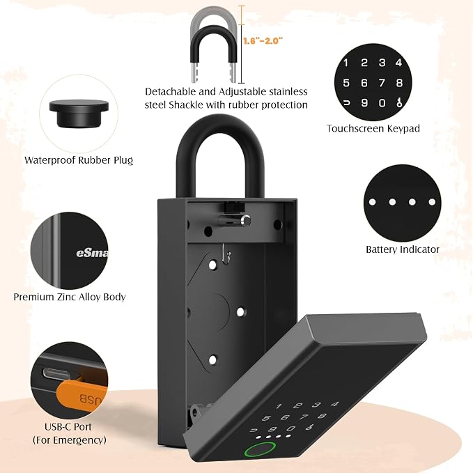 Eseesmart Smart Key Lock Box, APP Control, Fingerprint and Passcode Unlock - Image 8