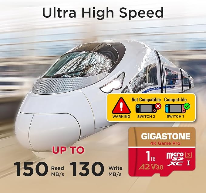 【for Switch 1 Only】 GIGASTONE 1TB Micro SD Card, 4K Game Pro, MicroSDXC Memory - Image 3