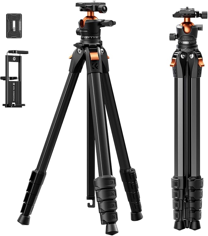 K&F CONCEPT 73" Aluminum Travel Tripod by KFCONCEPT