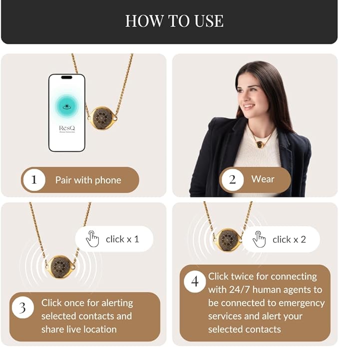 ResQ Safety Necklace for Women, Medical Alert & Personal Alarm Necklace - Image 4