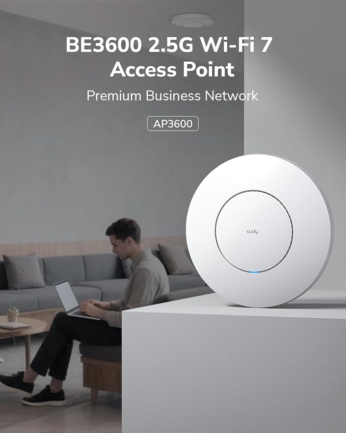 Cudy BE3600 Dual Band Ceiling Mount Wi-Fi 7 Wireless Access Point, 2.5G Port - Image 2