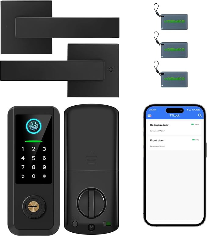 Keyless Entry Door Lock with Handle Set, Smart Front Door Lock with Keypad Set by YOSIMIKA