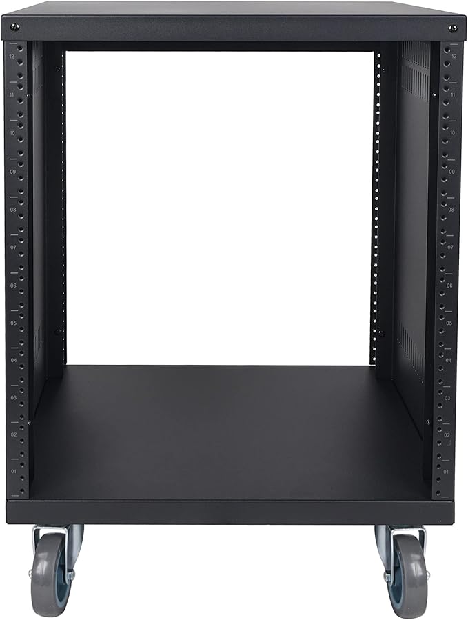 Sound Town 12U Universal Steel Rack, w/Mesh Doors, Locking Casters, Vented Side - Image 6