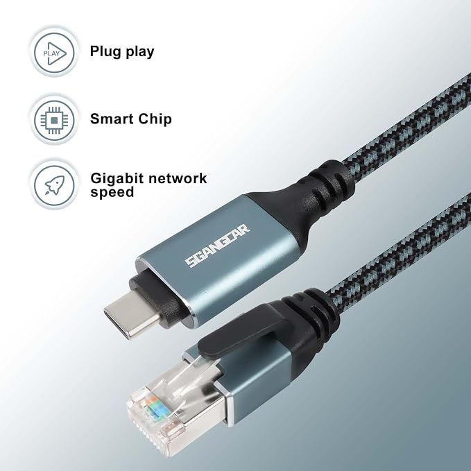 USB C to Ethernet Cable, 50 Feet Type C to Gigabit Ethernet Cable, USB C to - Image 5