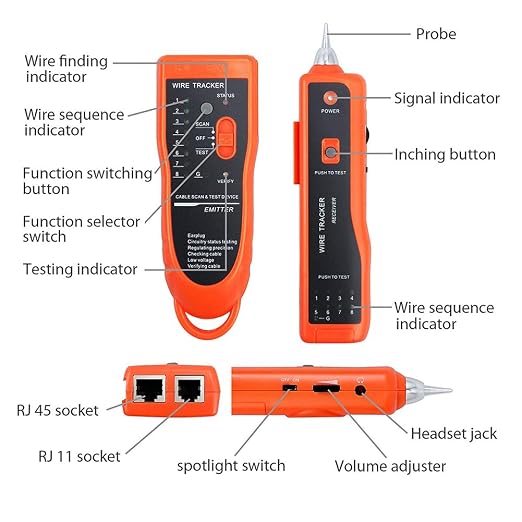 BOOGIIO Wire Tester RJ45 RJ11 Cable Tracker Line Finder Multifunction Wire - Image 2