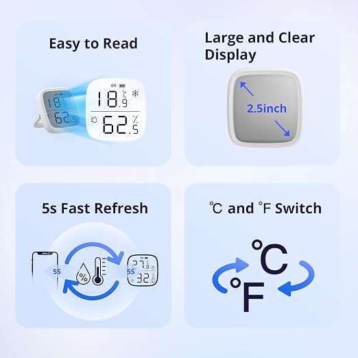 SONOFF Zigbee Indoor Temperature Humidity Sensor, SNZB-02D LCD Wireless Smart - Image 4