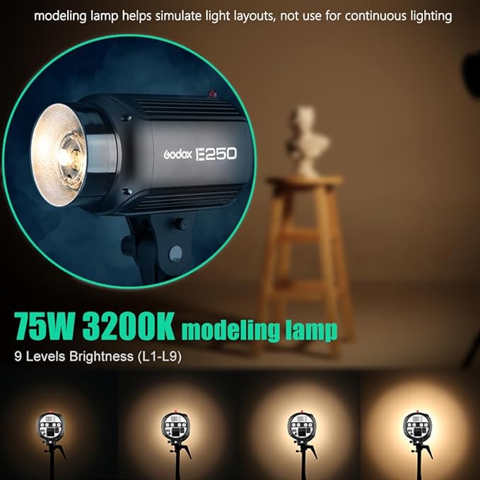 Godox 750W Professional Studio Strobe Flash Light Kit, 3-Light Godox Strobe - Image 4