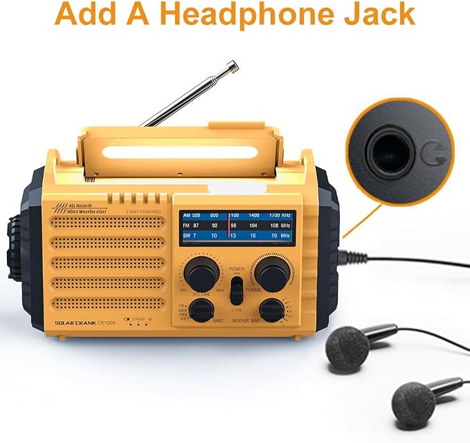Raynic Weather Radio, 5000mAh/18500mWh NOAA Weather Radio, Solar Hand Crank - Image 3