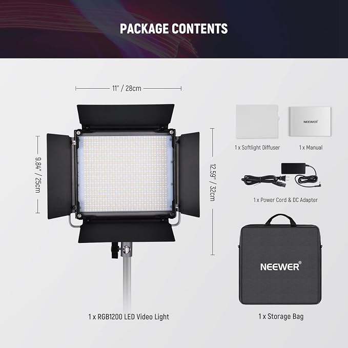 NEEWER RGB1200 RGB LED Video Light Panel - Image 9
