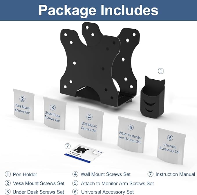 Adjustable Thin Client Mini PC Mount Bracket, Mini PC Vesa Mount, Under Desk - Image 9