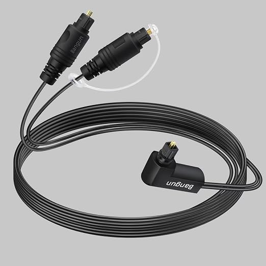 90 Degree Optical Audio Splitter 1 in 2 Out Cable, Digital Toslink Fiber by Bangun