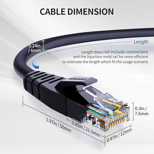 Cat 6 Ethernet Cable 50 ft Network RJ45 Unshielded Cat6 Patch Cable Internet - Image 7