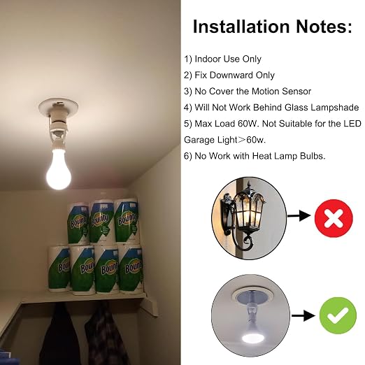 PIR Motion Sensor Light Socket, E26/E27 Smart Lamp Bulb Holder Adapter Auto - Image 4