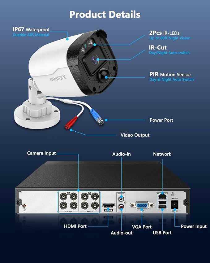 Outdoor Wired Security Camera System Home Video Surveillance Cameras Systems - Image 8
