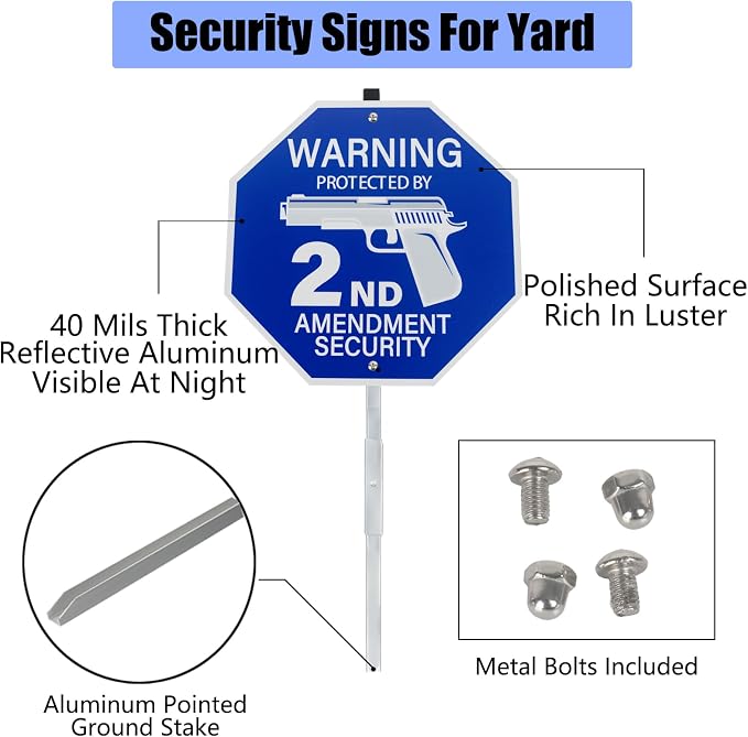 2-Pack Protected by 2nd Amendment Security Sign - Image 3