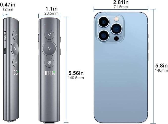 Power Display Wireless Presenter Remote, Rechargeable Presentation Clicker - Image 8