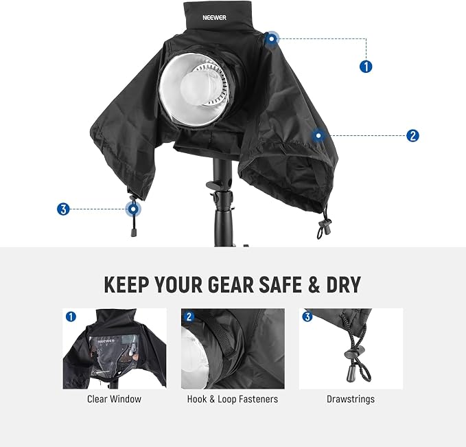 NEEWER Rain Cover for Q4 Outdoor Strobe Flash, Nylon Camera Lens Raincoat - Image 7