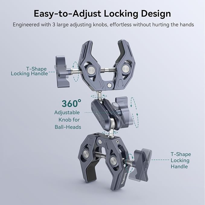 SMALLRIG Double Clamp Mount, Super Clamp Arm, - Image 7