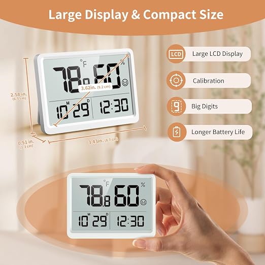 DOOMAY Digital Room Thermometer and Humidity Monitor - Image 3