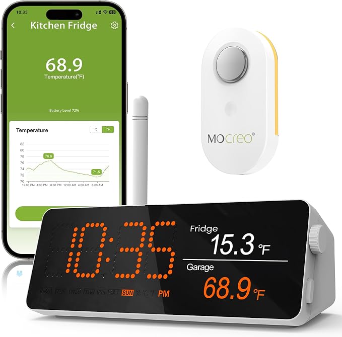 MOCREO WiFi Remote Refrigerator Thermometer, 1/3 Mile Long Range Freezer Alarm by MOCREO