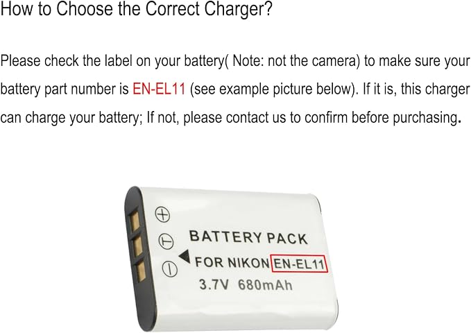 EN-EL11 Battery Charger for Nikon Coolpix S550, Coolpix S560 Camera Battery - Image 2