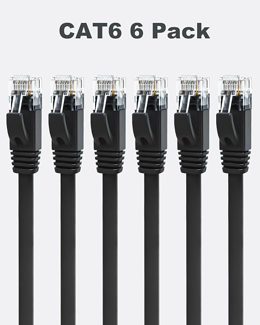 Yauhody CAT 6 Ethernet Cable 15ft 6-Pack Black, High Speed Solid Flat CAT6 - Image 8