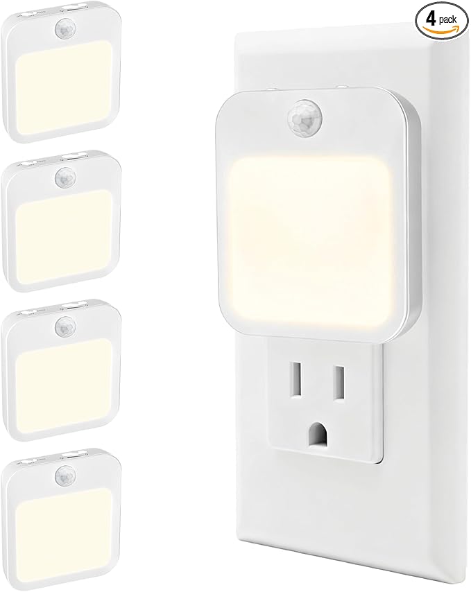 Plug-in Night Light with Motion Sensor, Dusk-to-Dawn Light Sensor, Stepless by Unknown