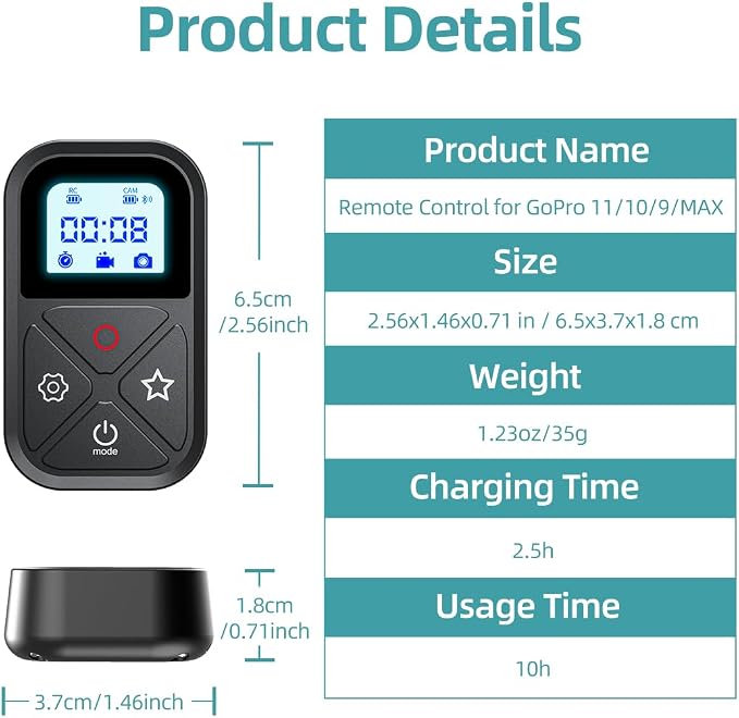 Smart Remote Control for GoPro，Wireless Camera Controller for Hero 12 11 10 9 8 - Image 8