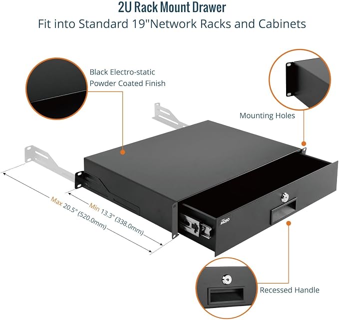 Tecmojo 2U Rack Drawer, Rack Mount Drawer - Image 4