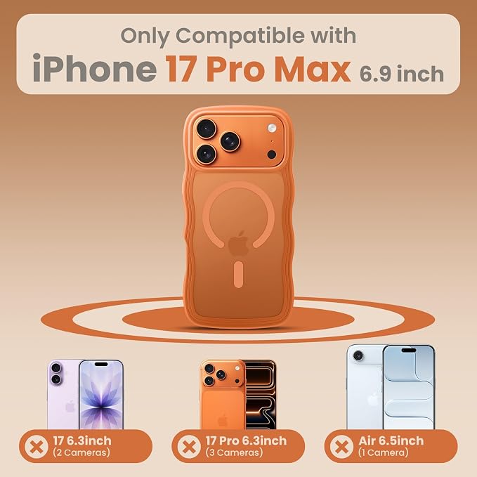toushion for iPhone 17 Pro Max Case Cute Orange, Fits MagSafe, Matte Skin - Image 2