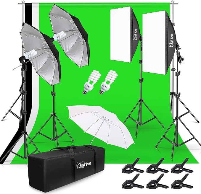 Photo Lighting Kit, 2M x 3M/6.6ft x 9.8ft Background Support System and 900W by Kshioe