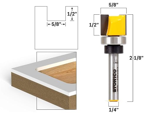 YONICO Router Bits Pattern Bit Flush Trim Set 3 Bit 5/8-Inch Diameter 1/4-Inch - Image 3
