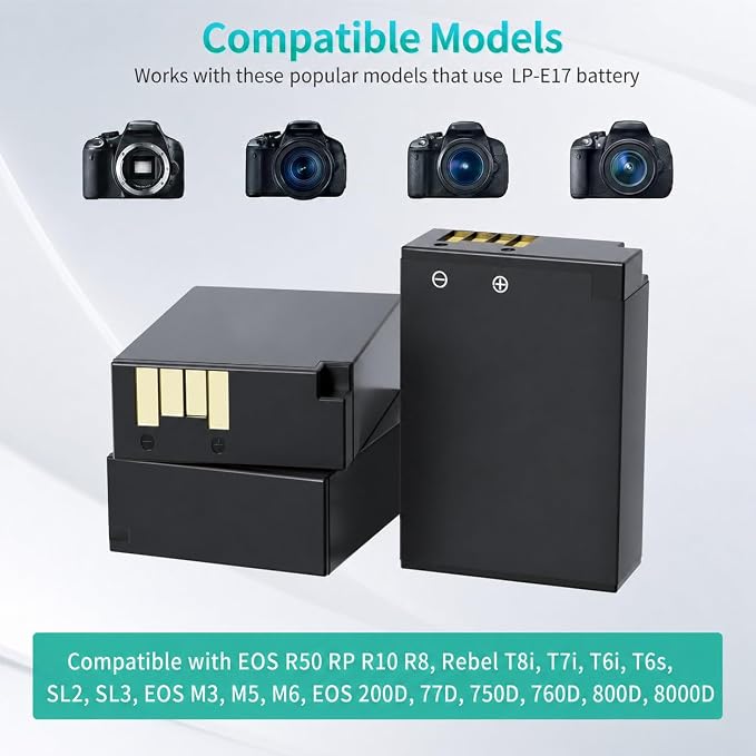 LP LP-E17 Battery and Charger Set, Rebel T8i, EOS M3, EOS 200D - Image 2