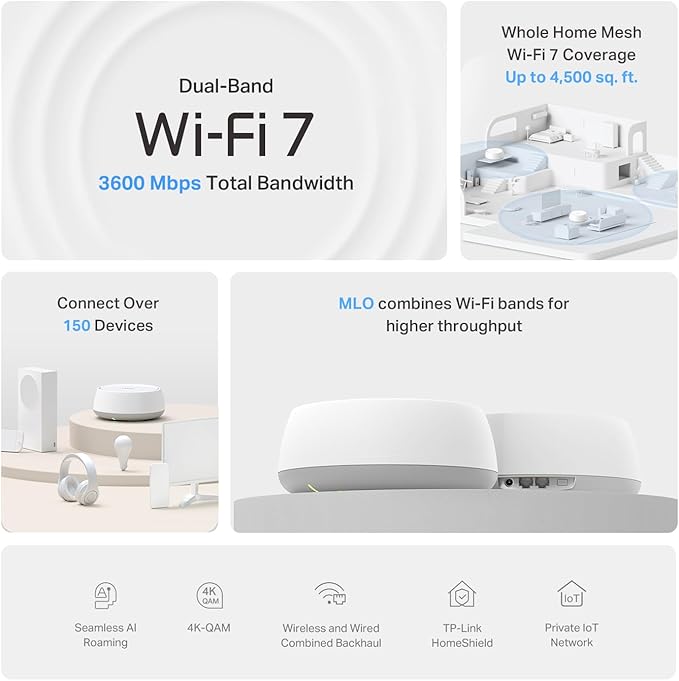 TP-Link Deco 7 BE23 Dual-Band BE3600 WiFi 7 Mesh Wi-Fi System | 4-Stream 3.6 - Image 3