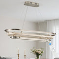 3 Ring LED Chandelier Nickel Rectangular Chandeliers 39in Wood Printed Oval by Aodoran
