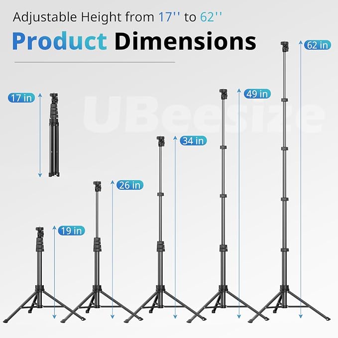 UBeesize 62" Phone Tripod & Selfie Stick - Image 2