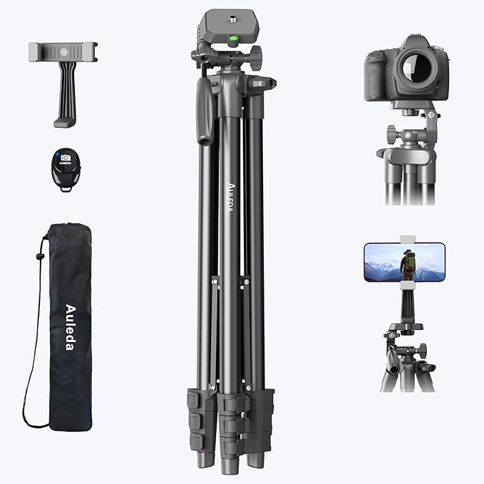 71″ Camera Tripod Aluminum Tall Tripod Stand Compatible by AuledaPhotography