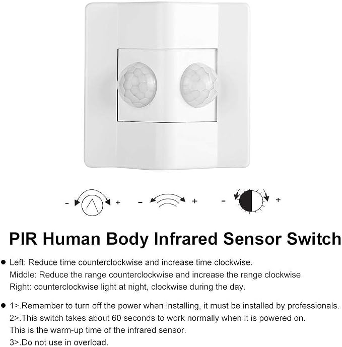 PIR Motion Sensor Smart Switch, 86-type Light-sensitive 180 Degrees Motion - Image 6