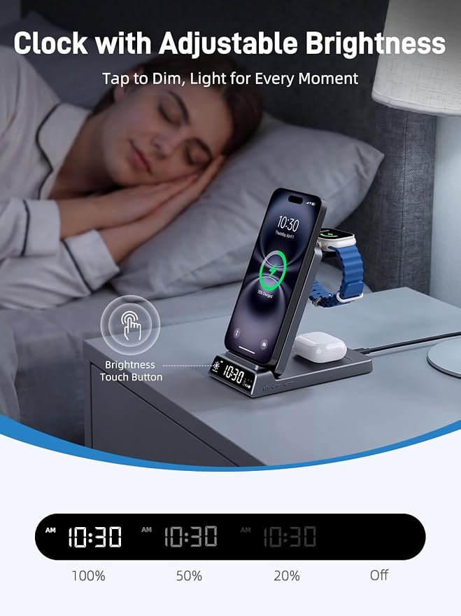 3 in 1 Charging Station for Apple, ELECDOV Magnetic Charger for iPhone - Image 5