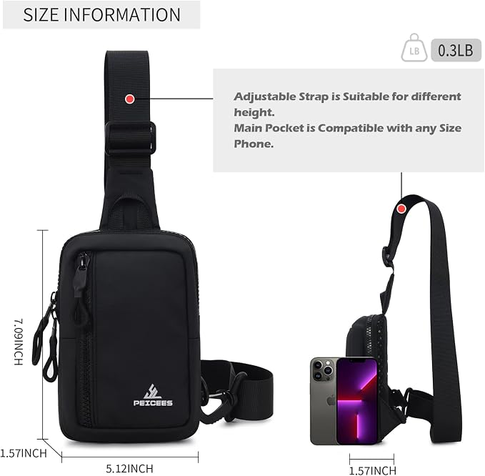 Peicees Small Crossbody Bag for Men Women Mini Sling Bag Travel Running Phone - Image 6