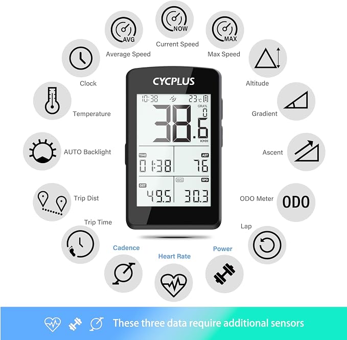 CYCPLUS Bike Computer GPS Wireless, ANT+ Cycling Computer GPS - Image 5