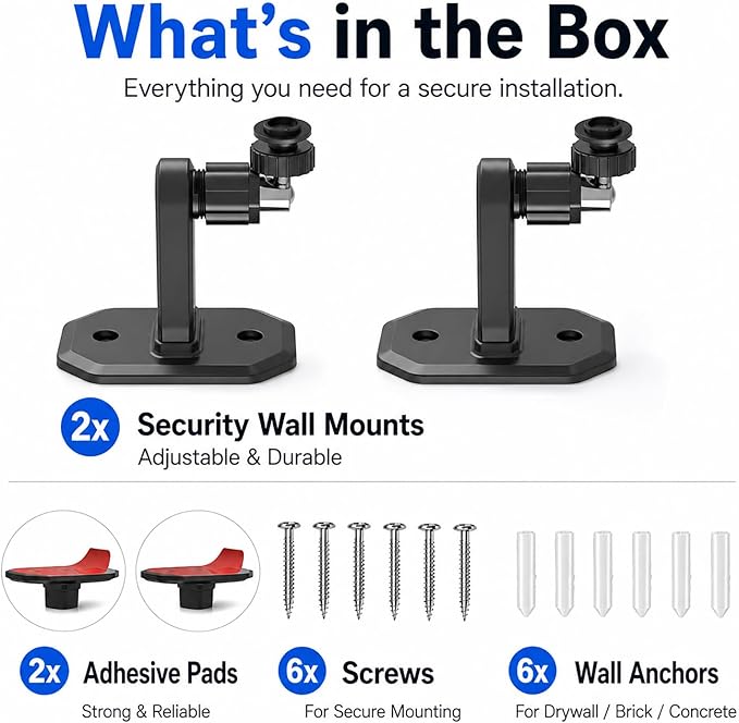 2Pack Adhesive Wall Mount Adjustable Security Wall Mount Bracket - Image 7