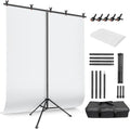 White Backdrop with Stand for Photoshoot, 5X6.5ft White Photo Backdrop with T by JEBUTU