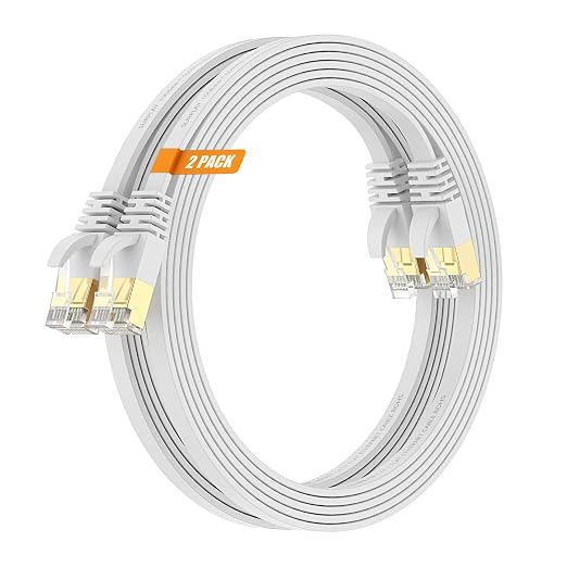 Cat7 15FT Ethernet Cable Flat-White-10Gbps Ultra Slim High Speed Double Shielded - Image 9