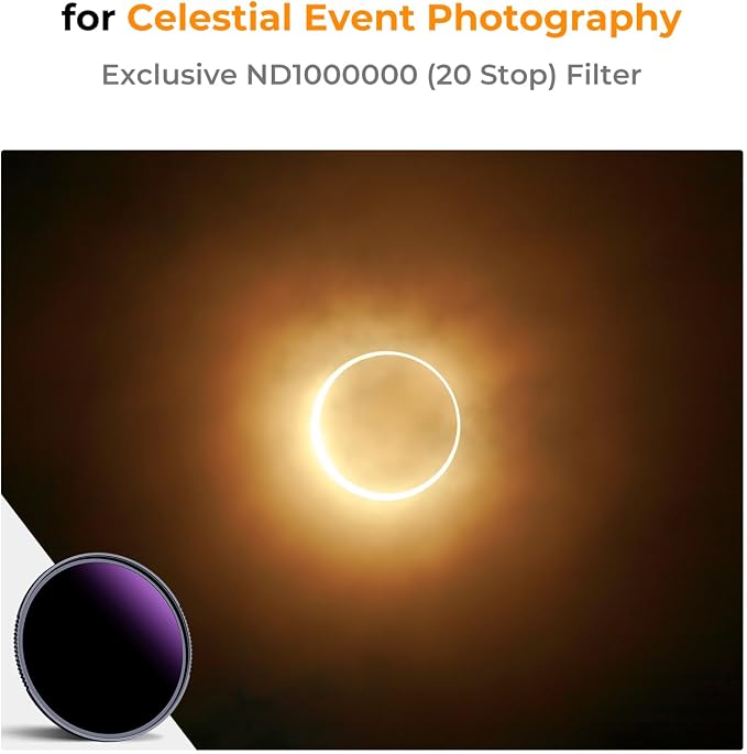 K&F CONCEPT 72mm ND1000000 ND Lens Filter Solar Eclipse Neutral Density Lens - Image 2