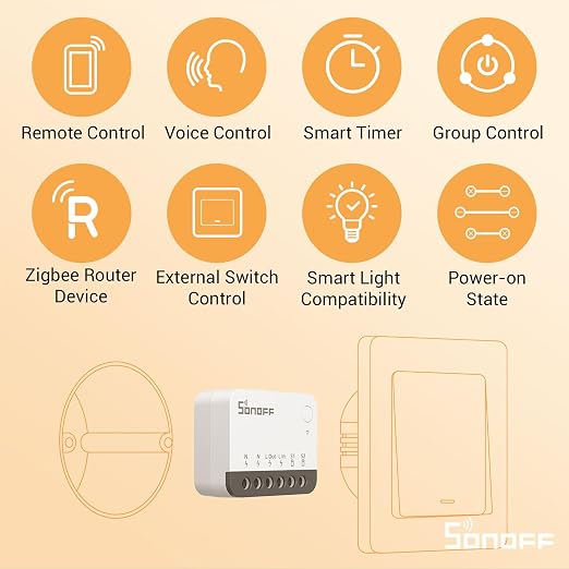 SONOFF Zigbee 3.0 Smart Relay Switch, Mini in-Wall Light Switch Module - Image 2
