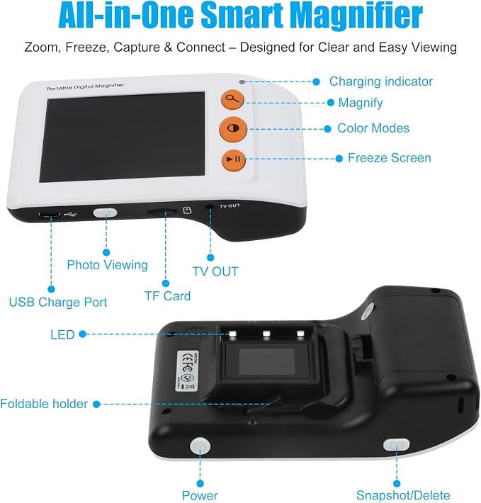 3.5 Inch Electronic Magnifier, 2X-25X Reading Aid - Image 5